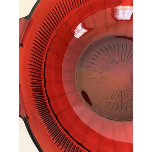 Vintage Anchor Hocking Royal Coronation Ruby Red Large Handled Fruit Bowl 9.5" - Picture 4 of 6